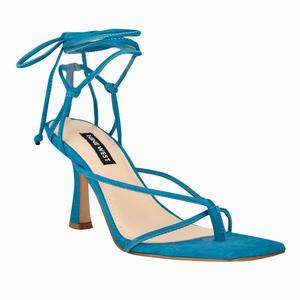 Nine West Yarin Ankle Wrap Singapore (PCBOVQ126) - Heeled Sandals Spring Teal Suede